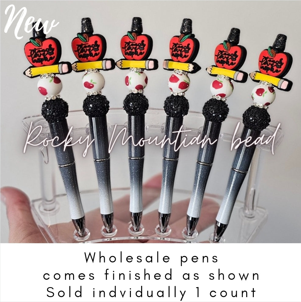 Wholsale deluxe 1 count Teacher Theme Completed Pens- come with 1 pen 1 ink refill and pen bag