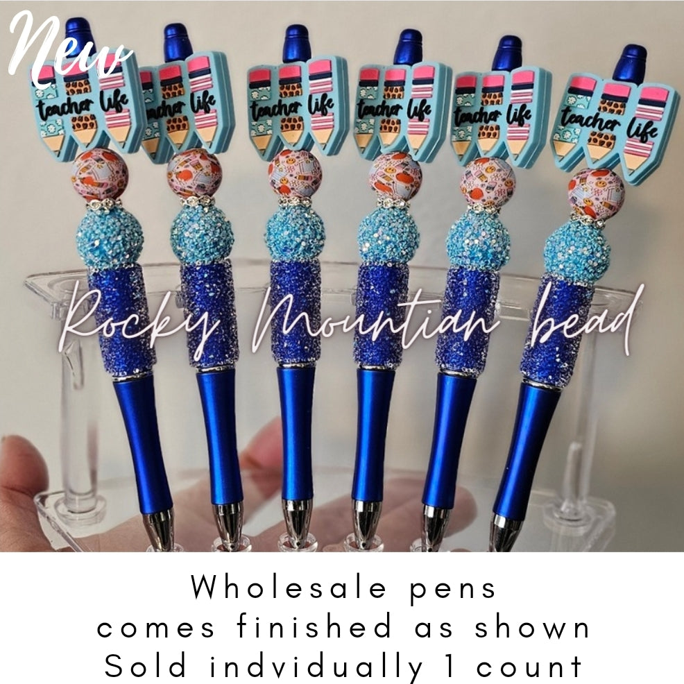 Wholsale deluxe 1 count Teacher Theme Completed Pens- come with 1 pen 1 ink refill and pen bag