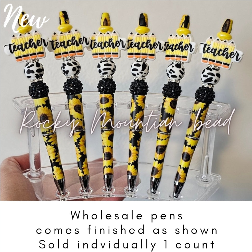 Wholsale deluxe 1 count Teacher Theme Completed Pens- come with 1 pen 1 ink refill and pen bag