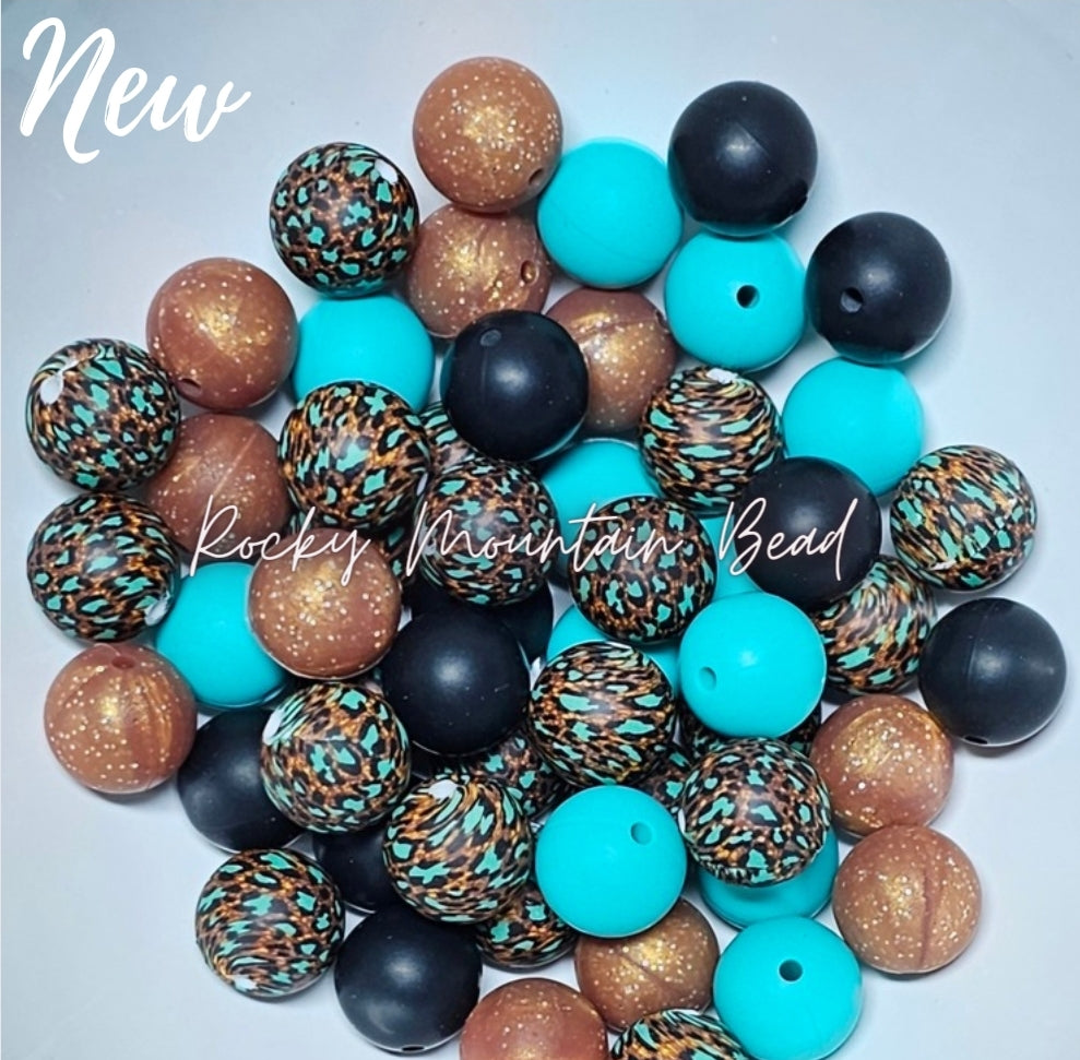 New - teal bronze western Mix 15mm silicone