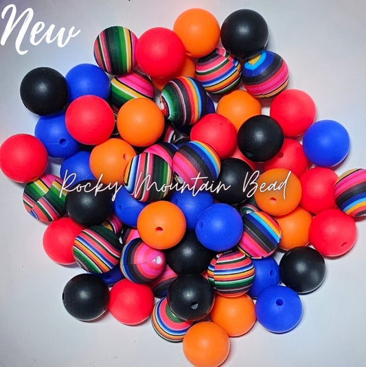 New serpe dark mix 15mm silicone beads