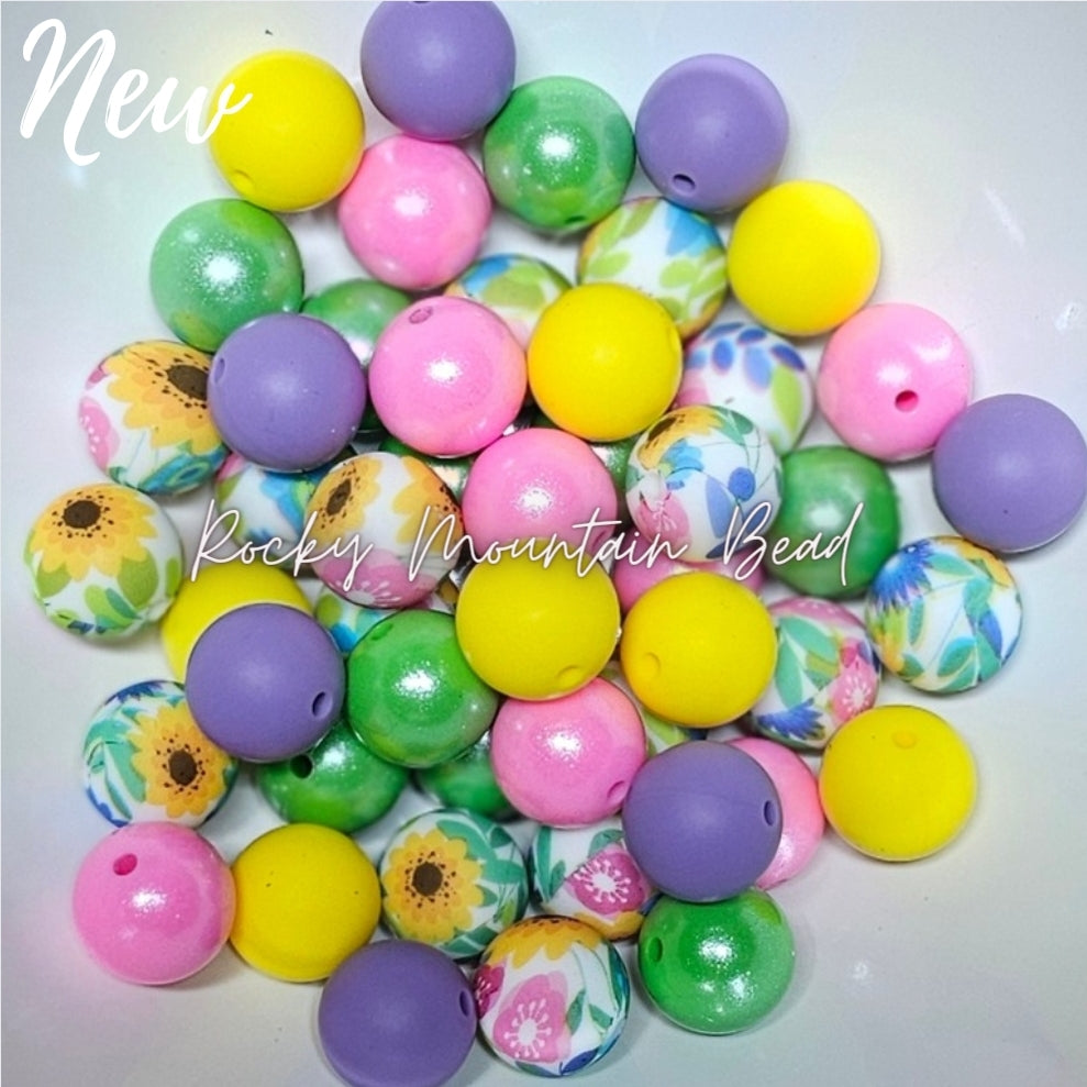 New - summer sunflower Mix 15mm silicone includes 2 opals
