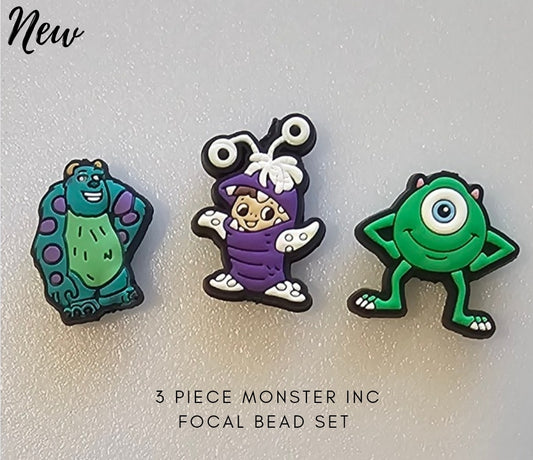 3 count monster Inc focal bead set