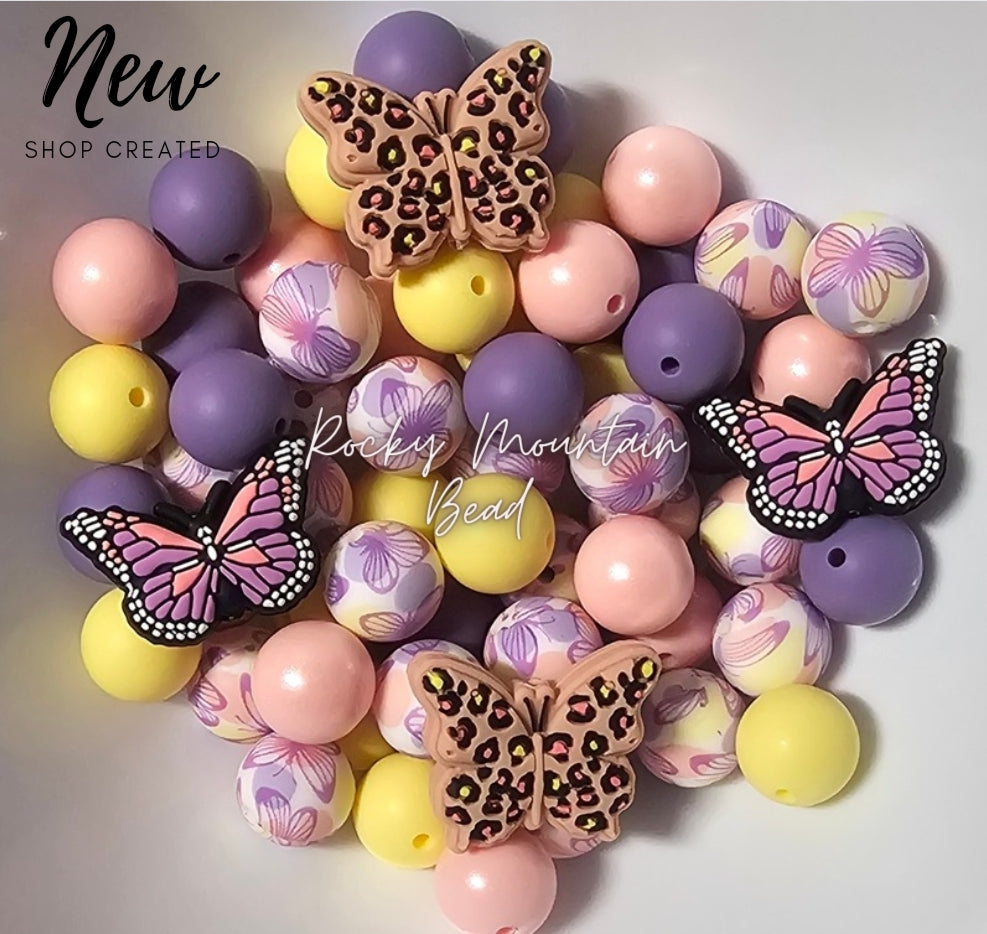 NEW DELUXE butterfly pastel 15mm silicone mix includes opals