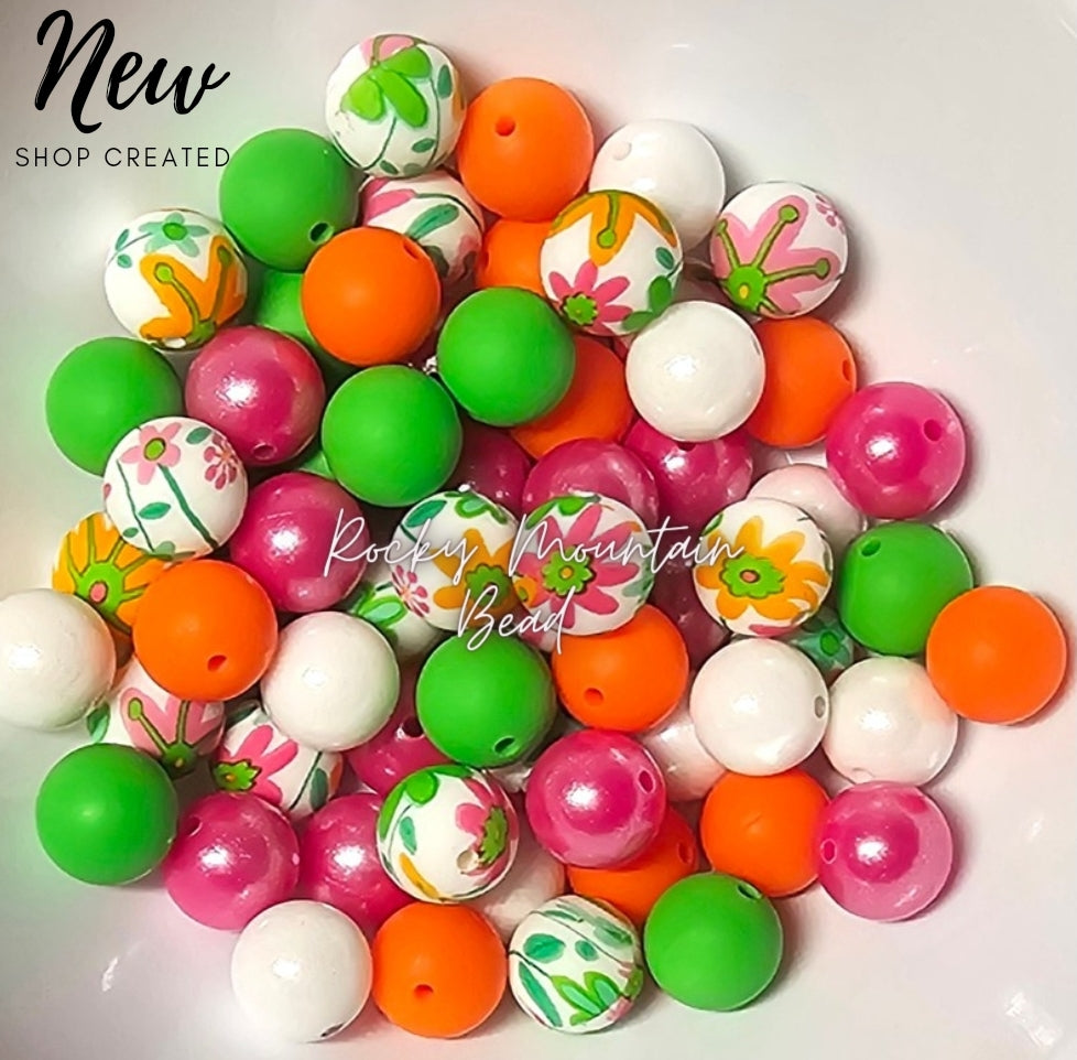 NEW DELUXE flower brights mix 15mm silicone