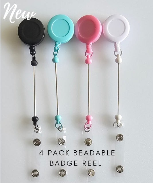 Beadable badge reel variety pack 4 count