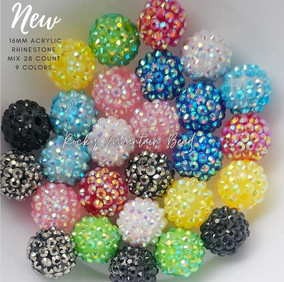 16mm-- 28 count rhinestone ACRYLICS MIX