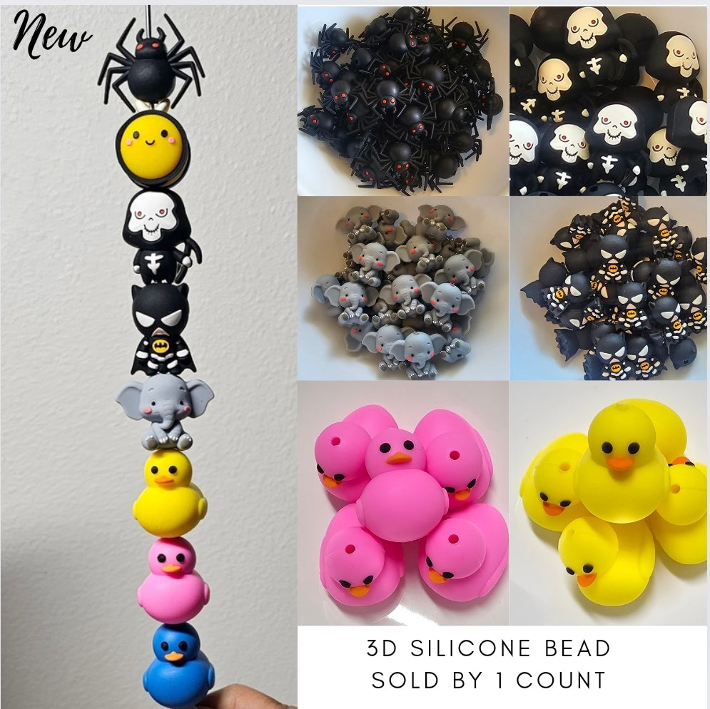 New 1 piece 3d silicone focal beads