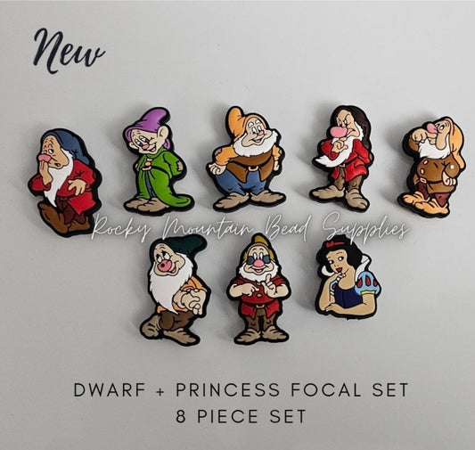 New princess and dwarfs also  teacher gnomes silicone focal bead set