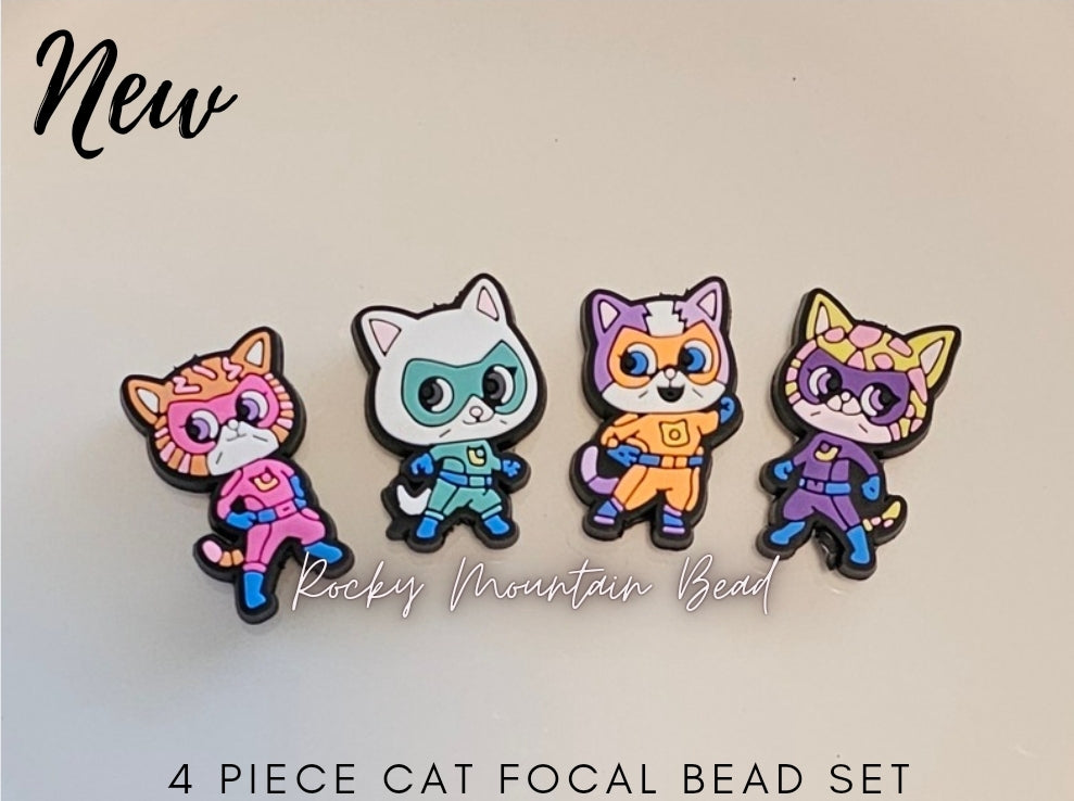 New character focals silicone bead set 4 count cats