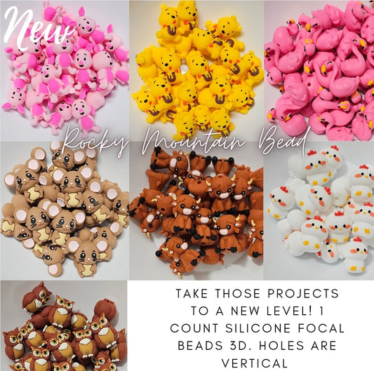 New 3D count focals silicone beads