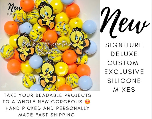 New custom shop mix yellow bird opals DELUXE 15mm silicone mix