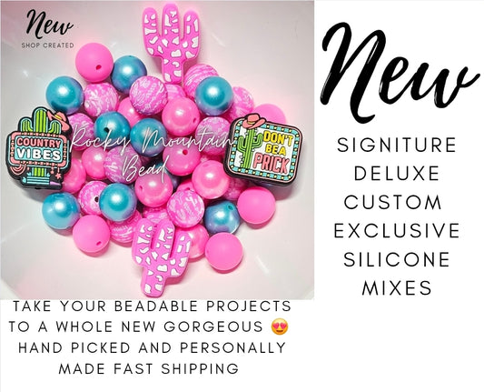 New custom shop mix pink cactus country opals DELUXE 15mm silicone mix