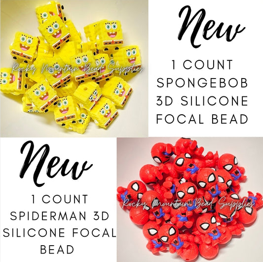 1 count silicone focal bead 3D