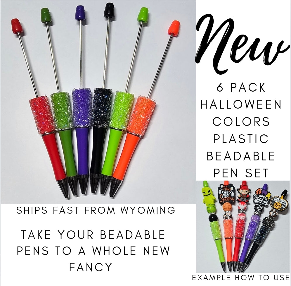 New 6 count sugar plastic beadable pens