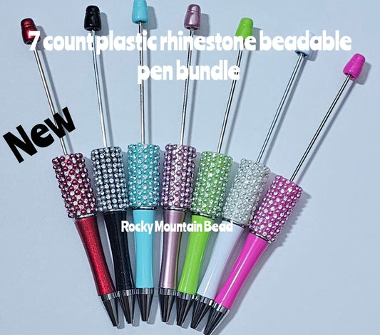 7 count rhinestone pens mix plastic beadable pens