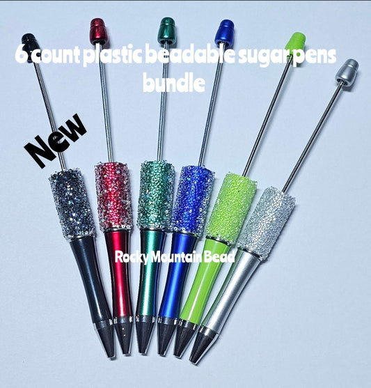 6 count sugar pens mix plastic beadable pens