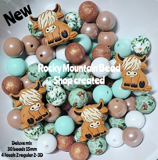 New 34 count custom shop mix yak DELUXE 15mm silicone mix includes 30 beads 4 focals 2 are 3D