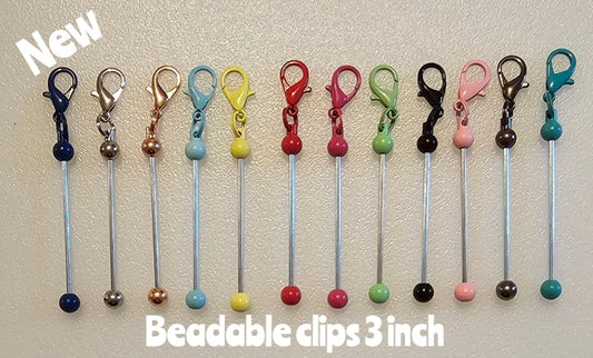 1 count beadable clips 12 color options