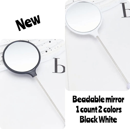 1 count beadable mirror 4 colors white- pink- minty teal- black