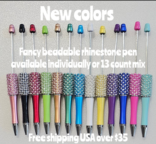 New colors 1 count fancy rhinestone beadable pens 13 colors