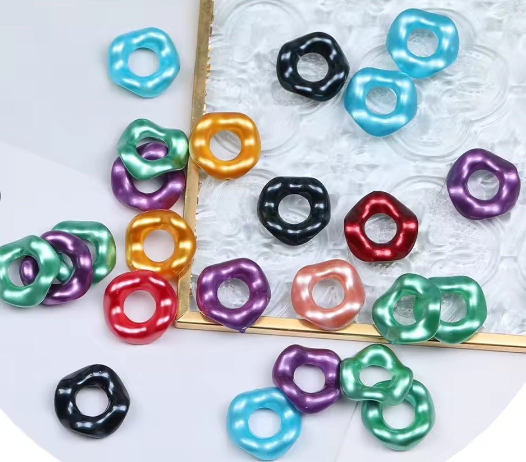 16mm wavy spacers multi colors 20 count mix large hole 4mm hole