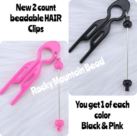 2 count beadable hair clips