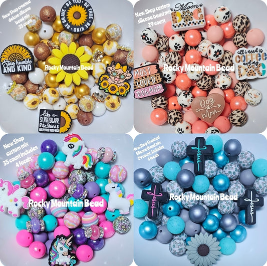 4 New shop created custom DELUXE limited edition mixes silicone. 35 counts includes focals and fancy beads