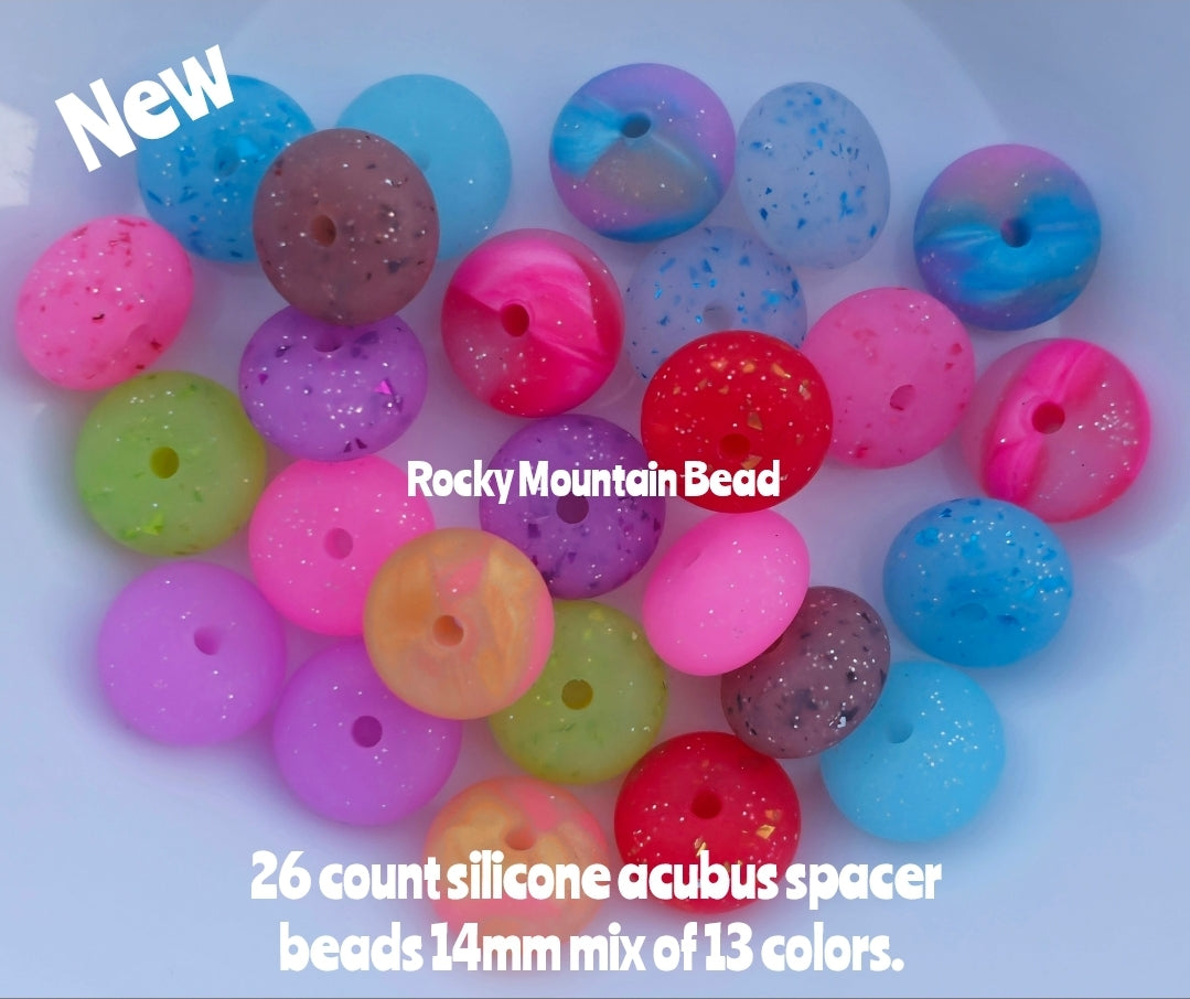 New- 26 count silicone acubus spacers 14mm New colors