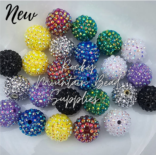 24 COUNT- 20mm  acrylic MIX rhinestone beads