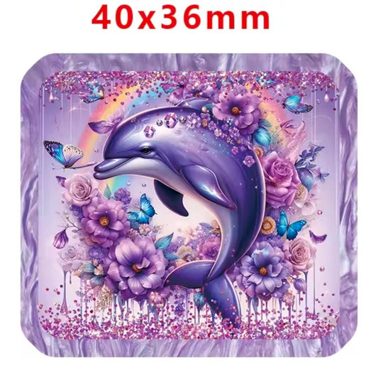 Glitter Acrylic Flatback- Acrylic Planer Resin Charm- Animal Dolphin