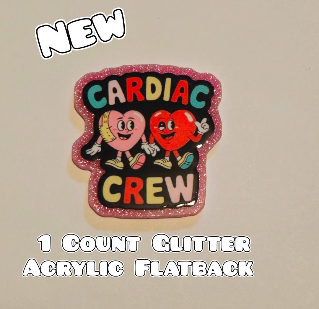 Glitter Acrylic Flatback- Acrylic Planer Resin Charm- Medical Cardiac Crew