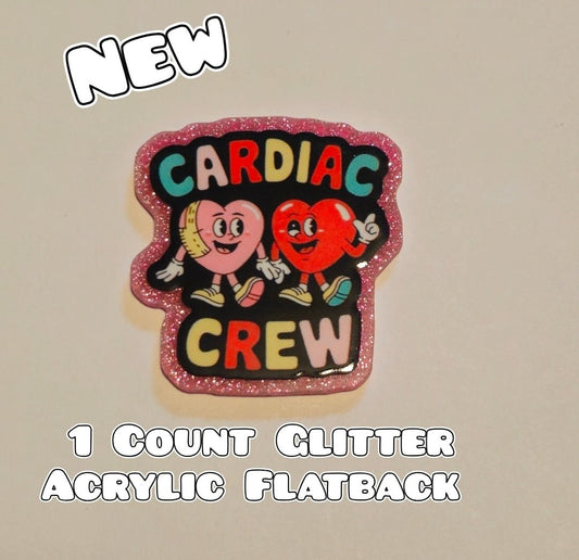 Glitter Acrylic Flatback- Acrylic Planer Resin Charm- Medical Cardiac Crew