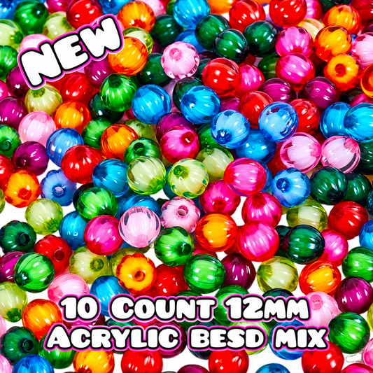 New 10 Count Acrylic 12mm Beads Multi Color Mix