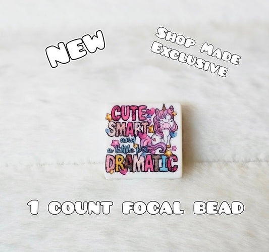 Cuentas focales de silicona impresas DIY - 1 unidad Abalorios para manualidades, unicornio, lindo, inteligente, dramático
