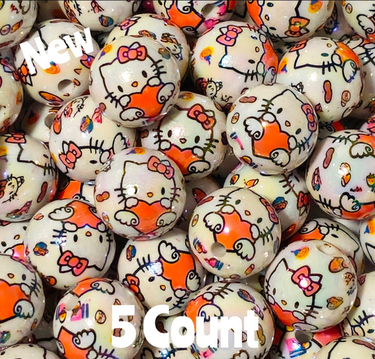 NEW Hello Kitty 5 Count 16MM DIY Acrylic Beads Craft Supplies