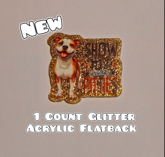 Glitter Acrylic Flatback- Acrylic Planer Resin Charm- Dog