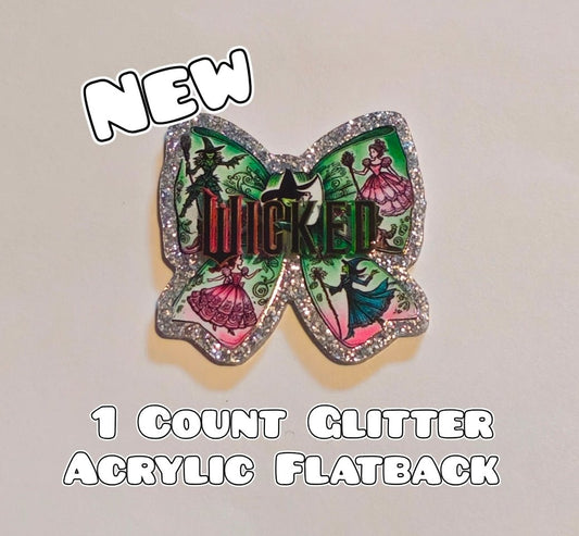 Glitter Acrylic Flatback- Acrylic Planer Resin Charm- Character Wicked