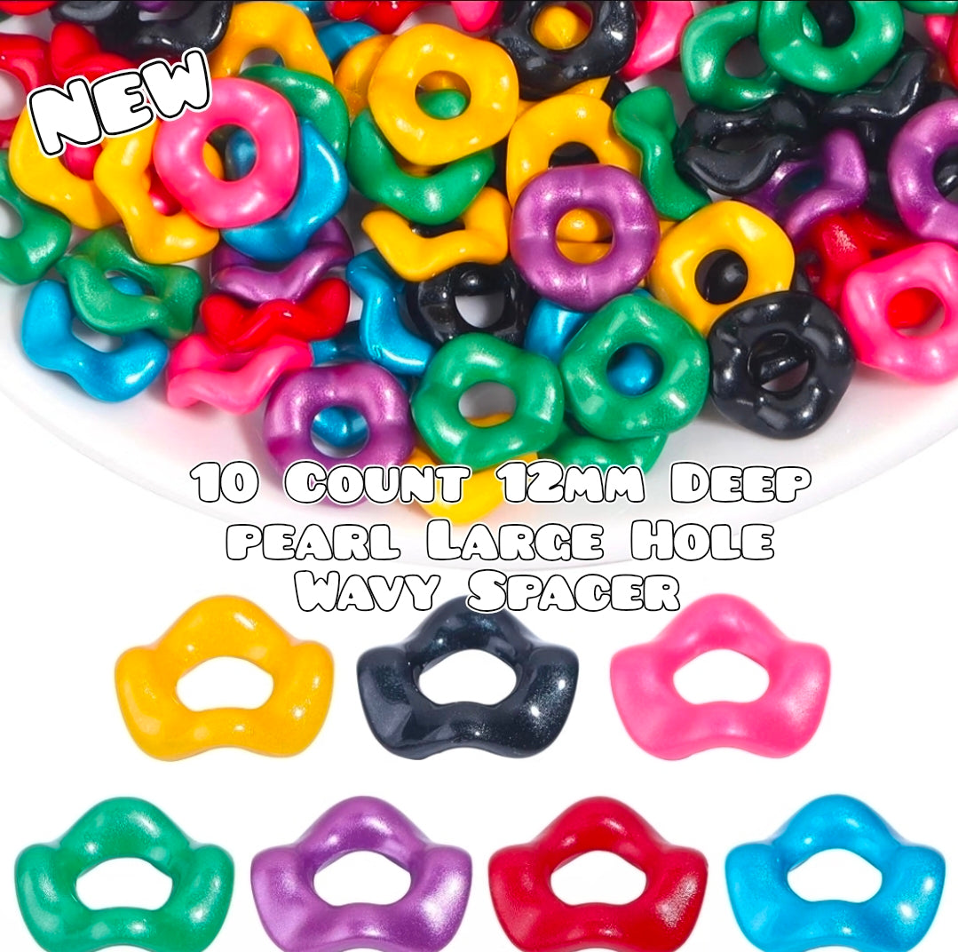 10 Count Large Hole Wavy Spacers 12mm