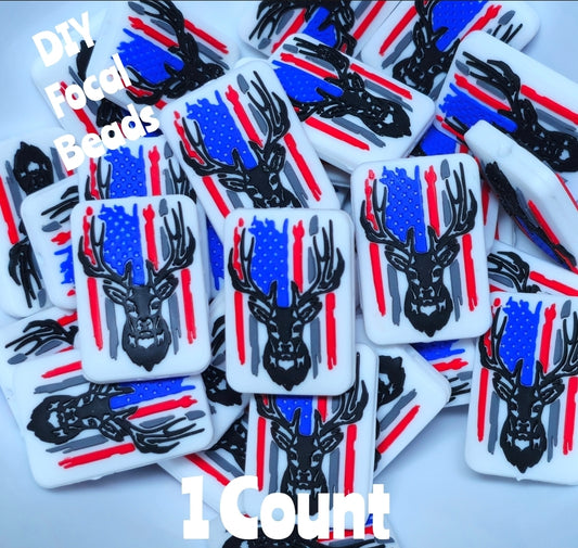 DIY Focal Bead 1 Count Craft Supplies Mens Deer Flag Beads Patriotic