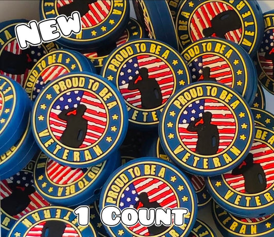 New 1 Count Focal Bead Military Proud To Be A Vetran
