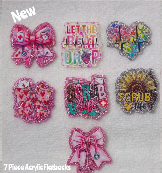 New 7 Piece Medical Acrylic Flatbacks