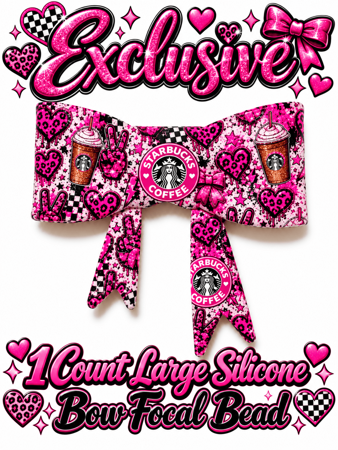 New Shop Exclusive 1 Count Large Silicone Bow PINK STARBUCKS