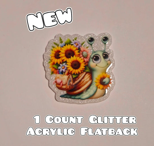 Glitter Acrylic Flatback- Acrylic Planer Resin Charm- Slug