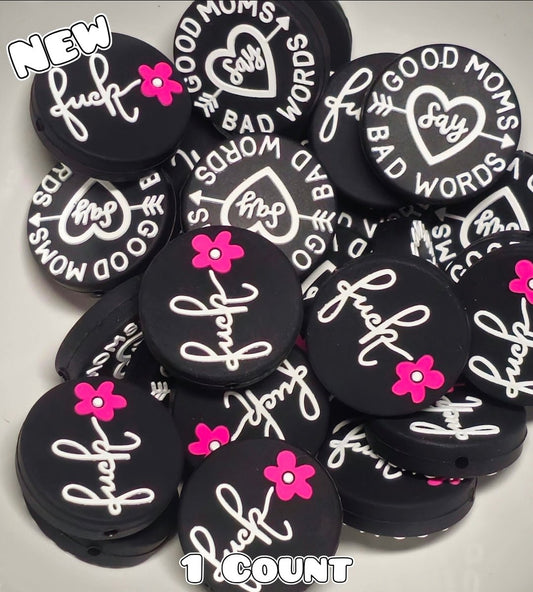 New 1 Count Focal Bead Good Mom Say Bad Words Two Sides