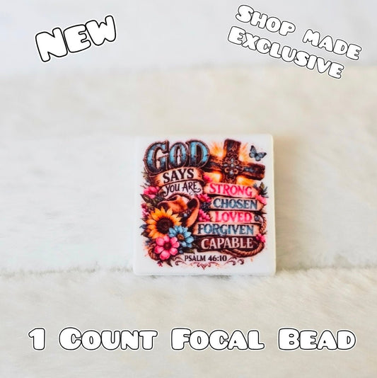 New 1 Count Focal Bead God.  Pen is example bead only