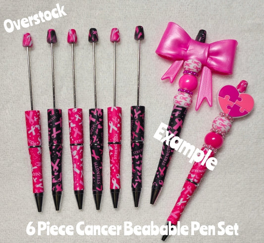 Over stock Clearance 6 Count Cancer Beadable Pen Set