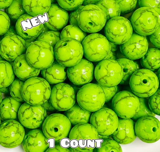 New 1 Count DIY Silicone Beads 15mm printed Green Crackle