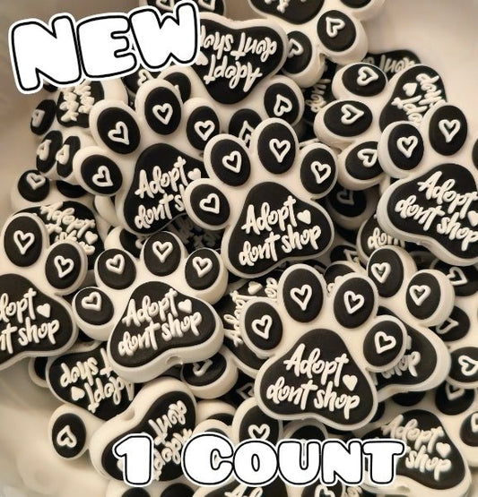 New 1 Count Focal Bead Adopt Dont Shop Paw Animals