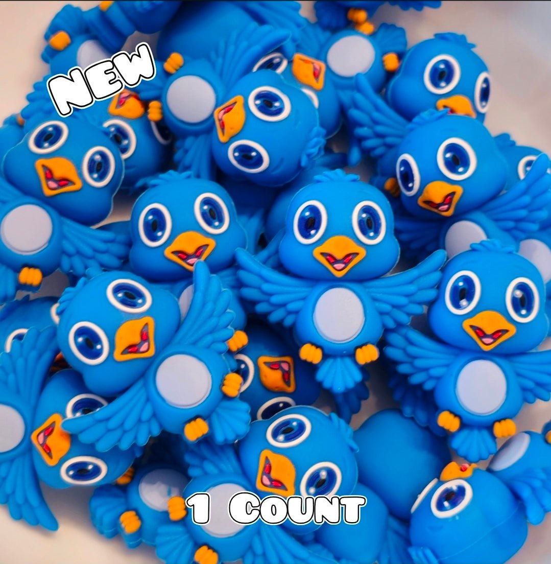 New 1 Count Focal Bead Blue Bird 3D